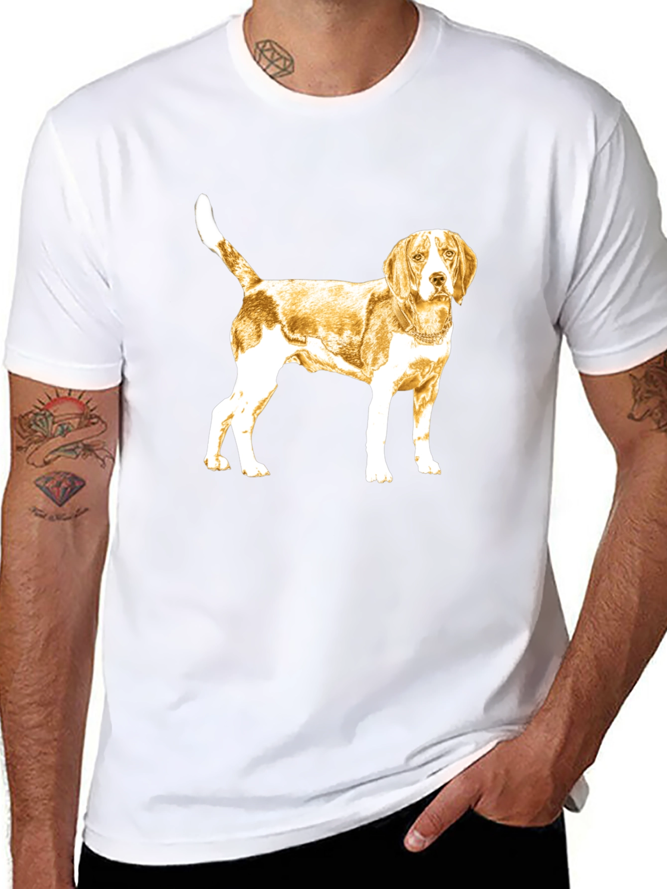 Beagle Dog Graphic Tee - Black Cotton T-Shirt