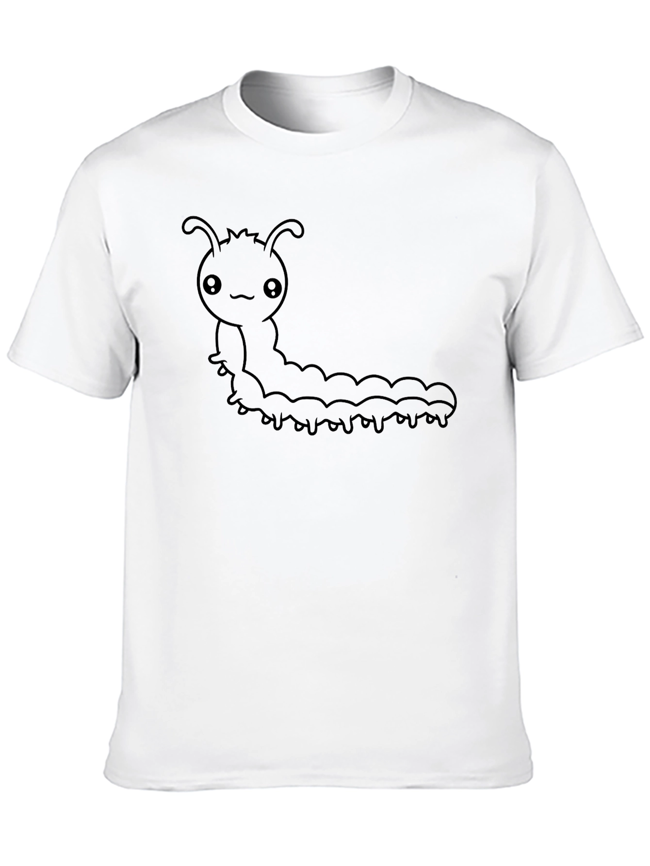 Kawaii Caterpillar Graphic Black T-Shirt