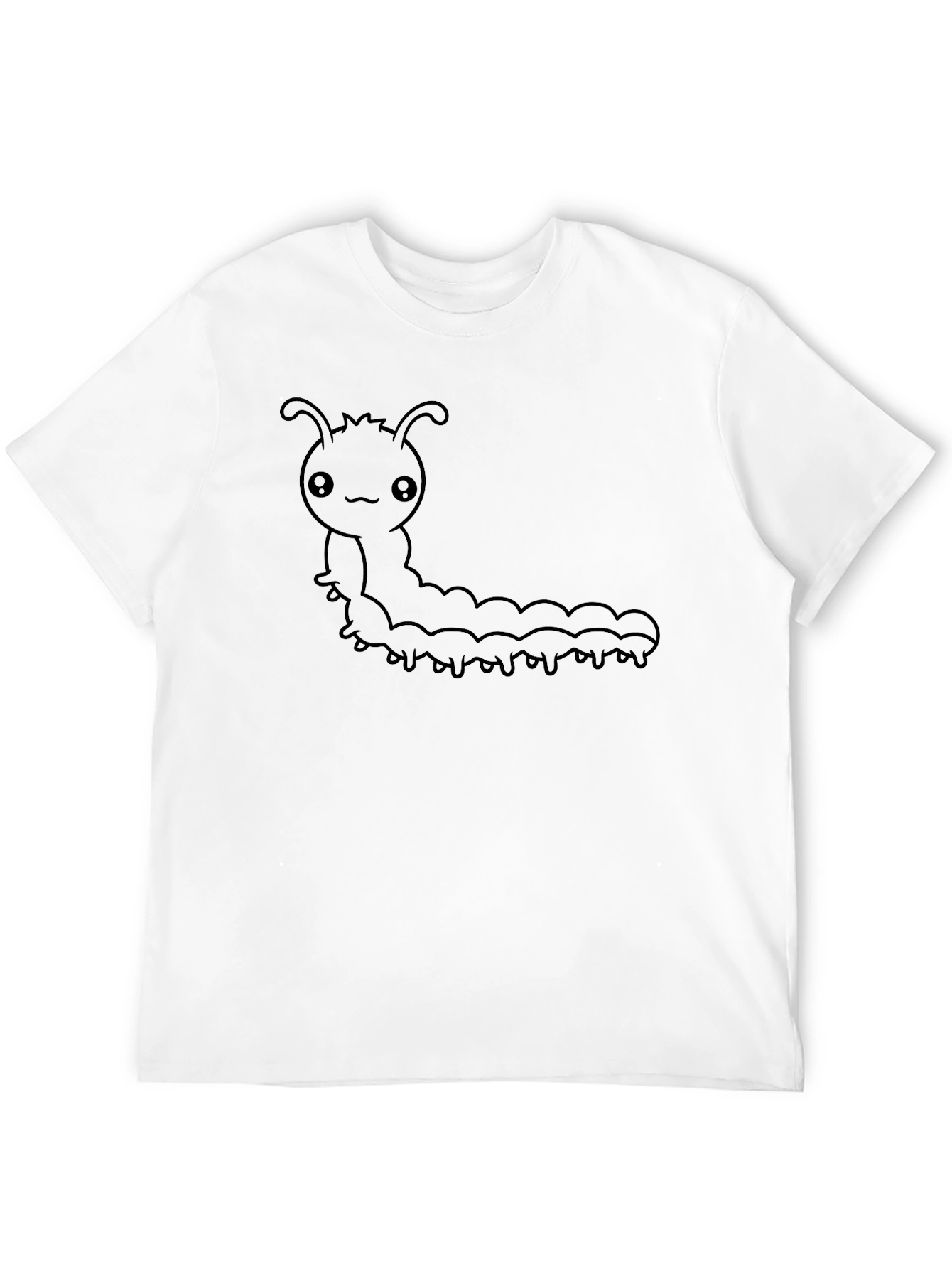 Kawaii Caterpillar Graphic Black T-Shirt