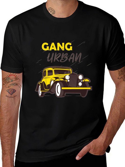Gang Urban Graphic Tee - Black Cotton Blend T-Shirt