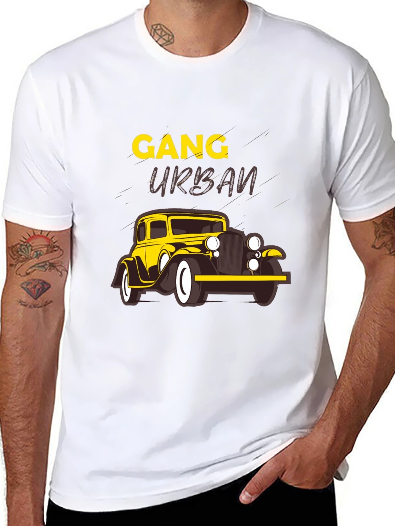 Gang Urban Graphic Tee - Black Cotton Blend T-Shirt