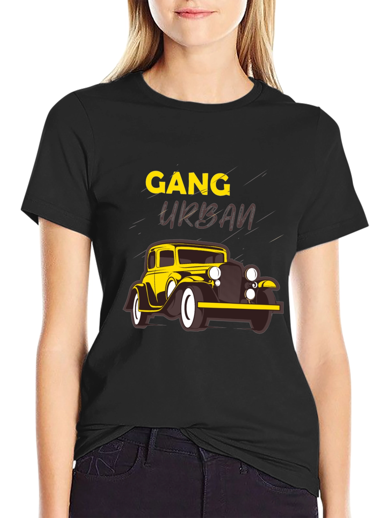 Gang Urban Graphic Tee - Black Cotton Blend T-Shirt