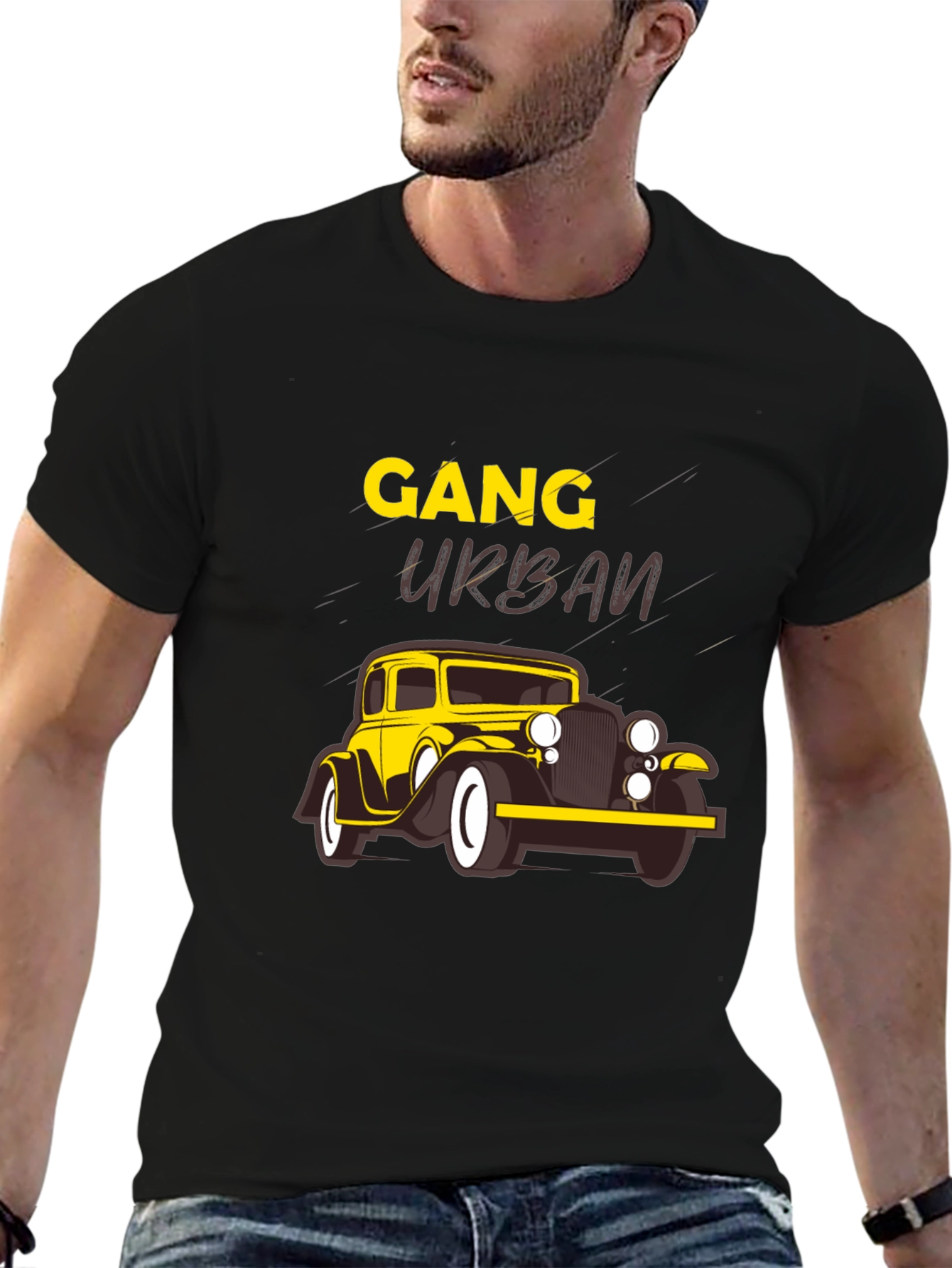 Gang Urban Graphic Tee - Black Cotton Blend T-Shirt
