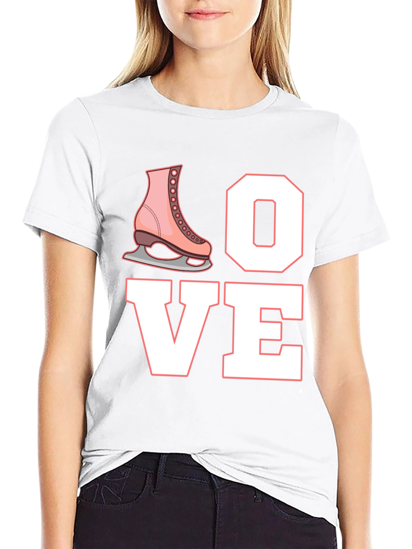 Love Ice Skating T-Shirt Black Cotton Blend