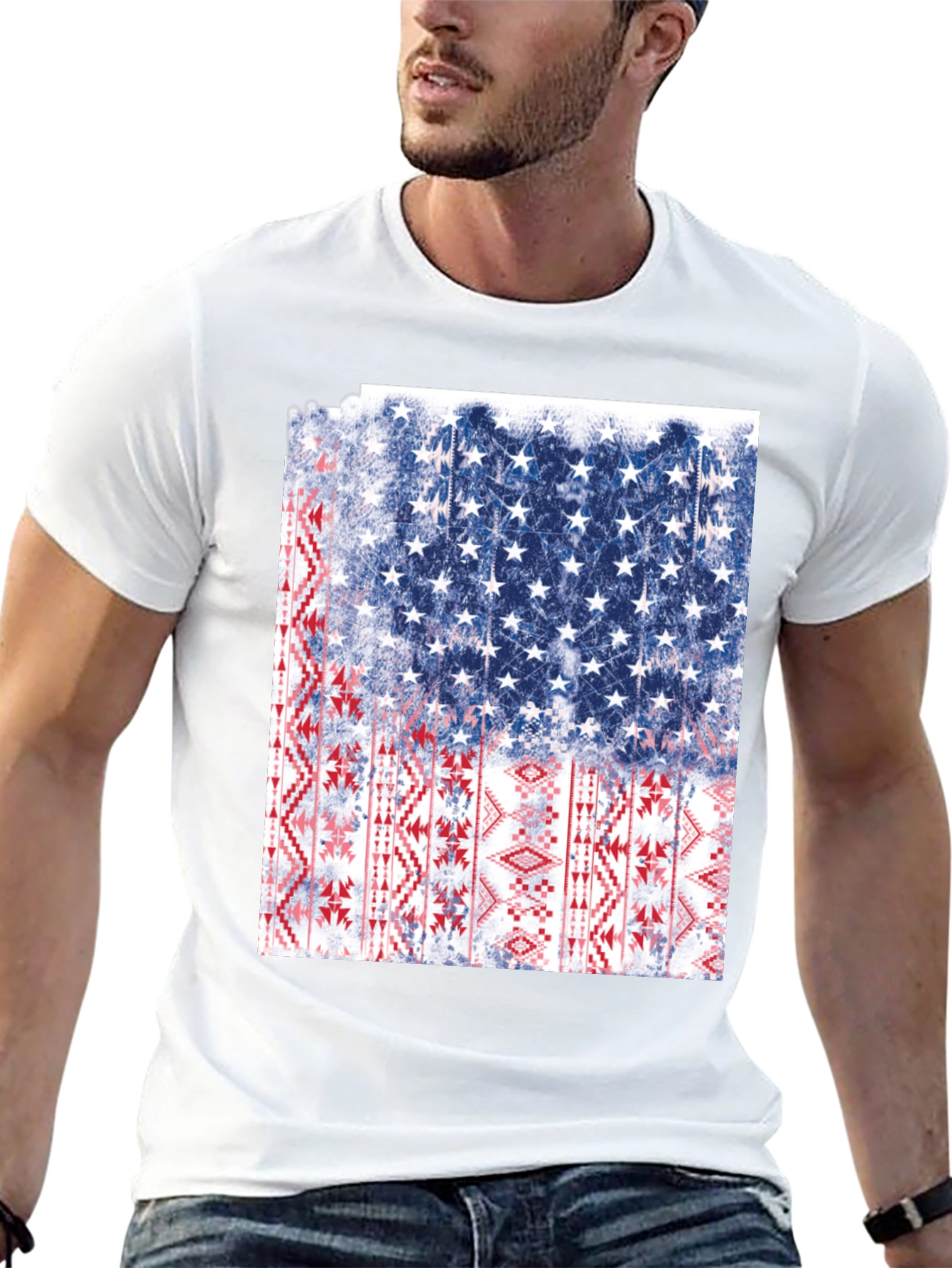 American Flag Aztec Graphic T-Shirt