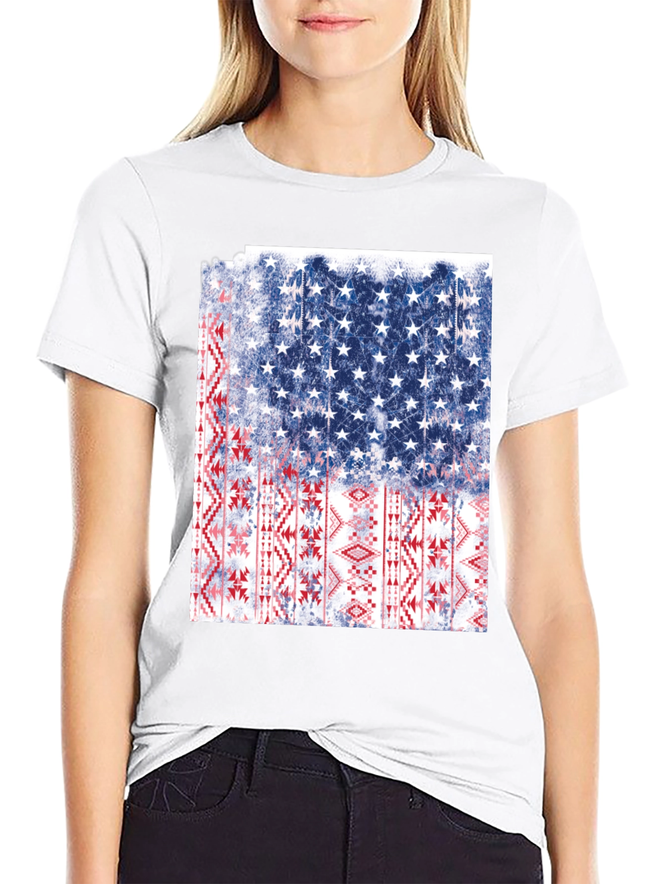 American Flag Aztec Graphic T-Shirt