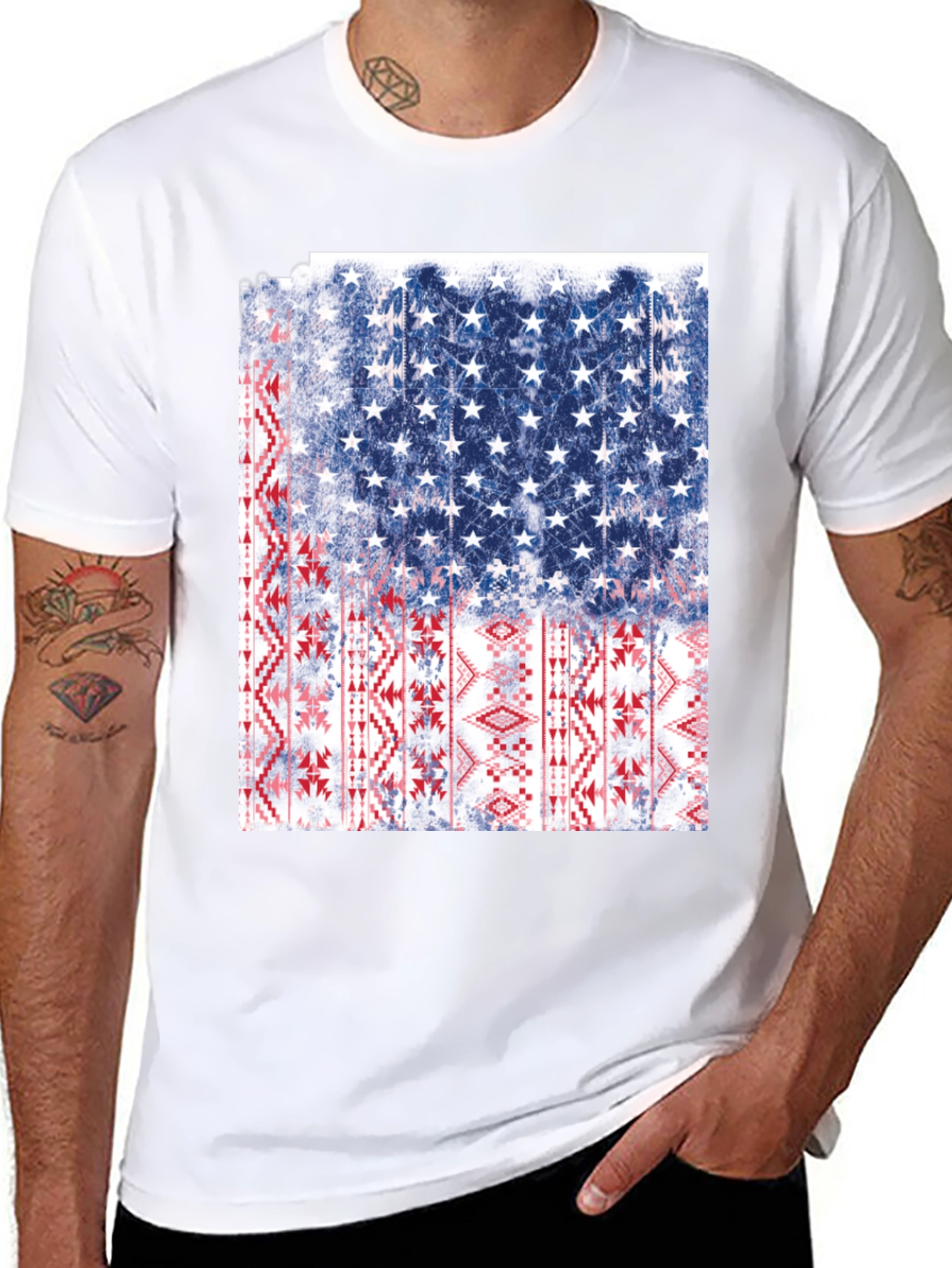 American Flag Aztec Graphic T-Shirt