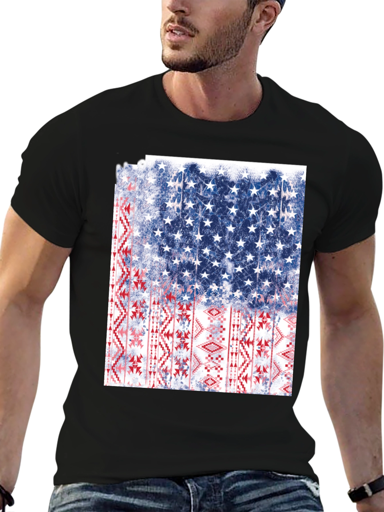 American Flag Aztec Graphic T-Shirt