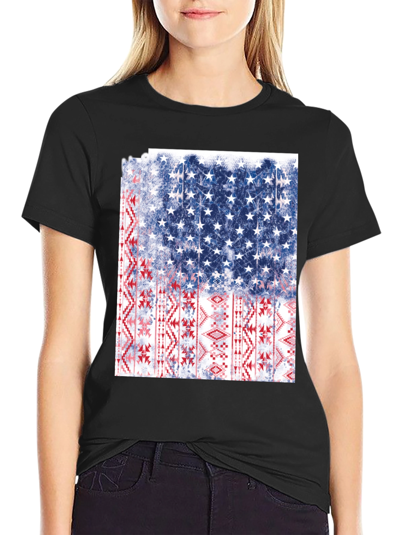 American Flag Aztec Graphic T-Shirt