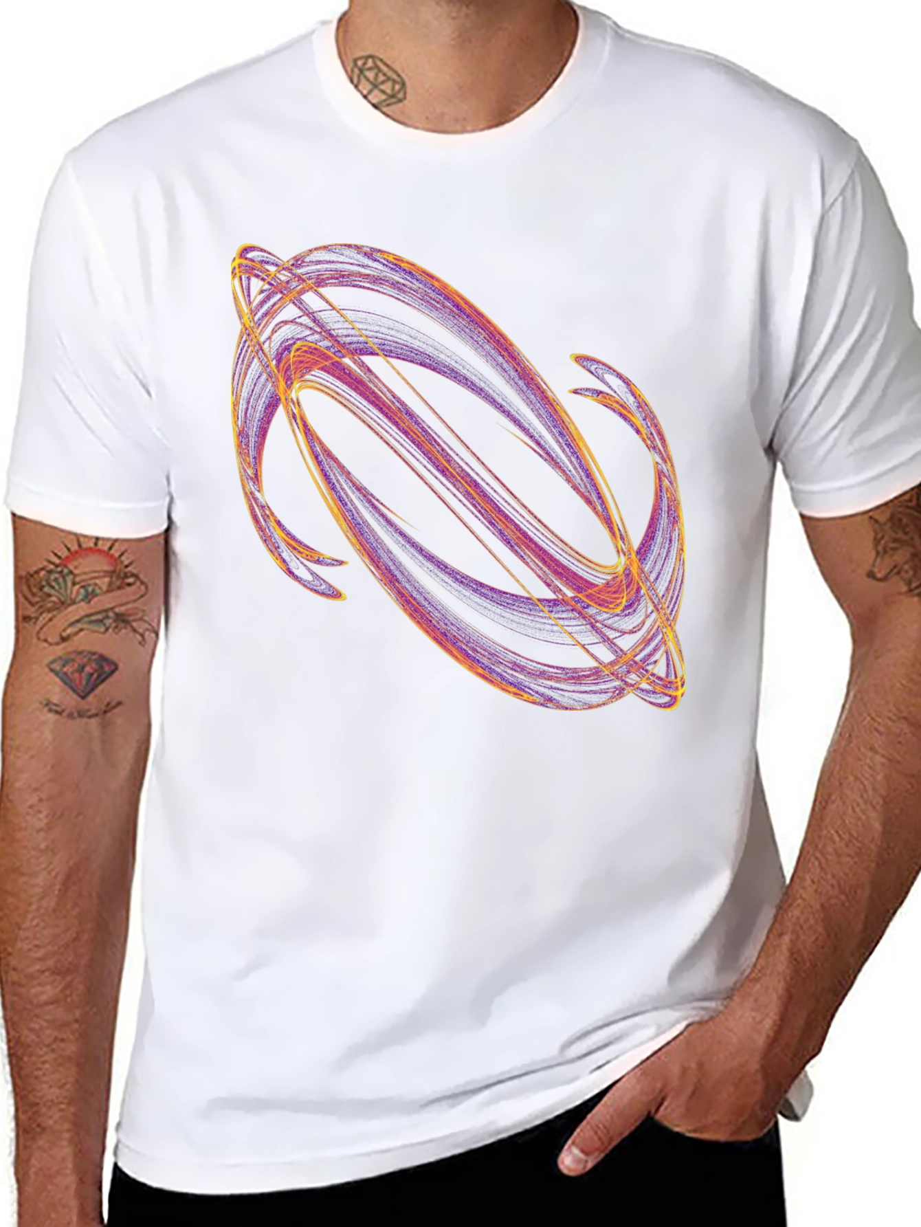 Abstract Swirl Graphic Black T-Shirt