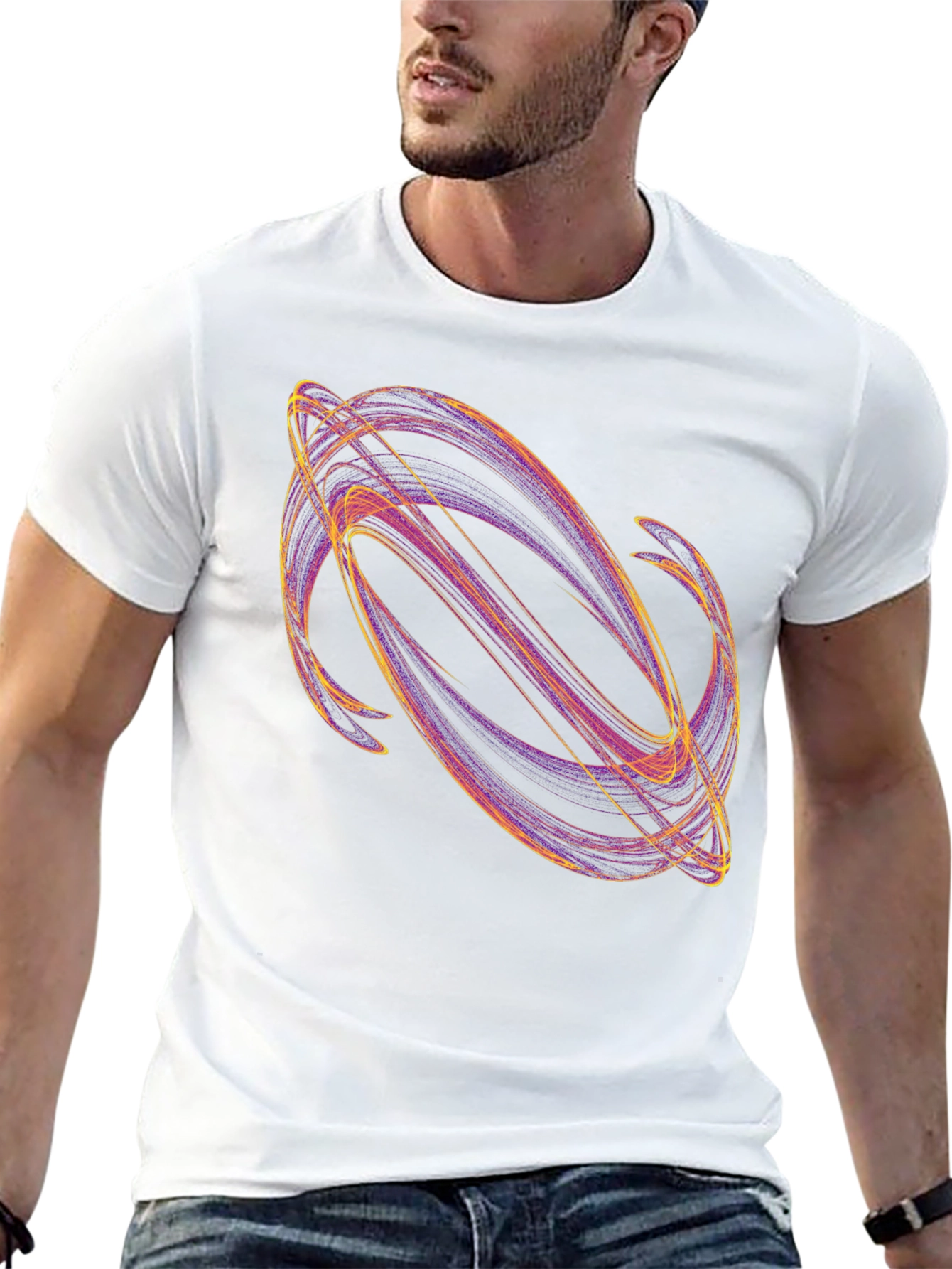Abstract Swirl Graphic Black T-Shirt