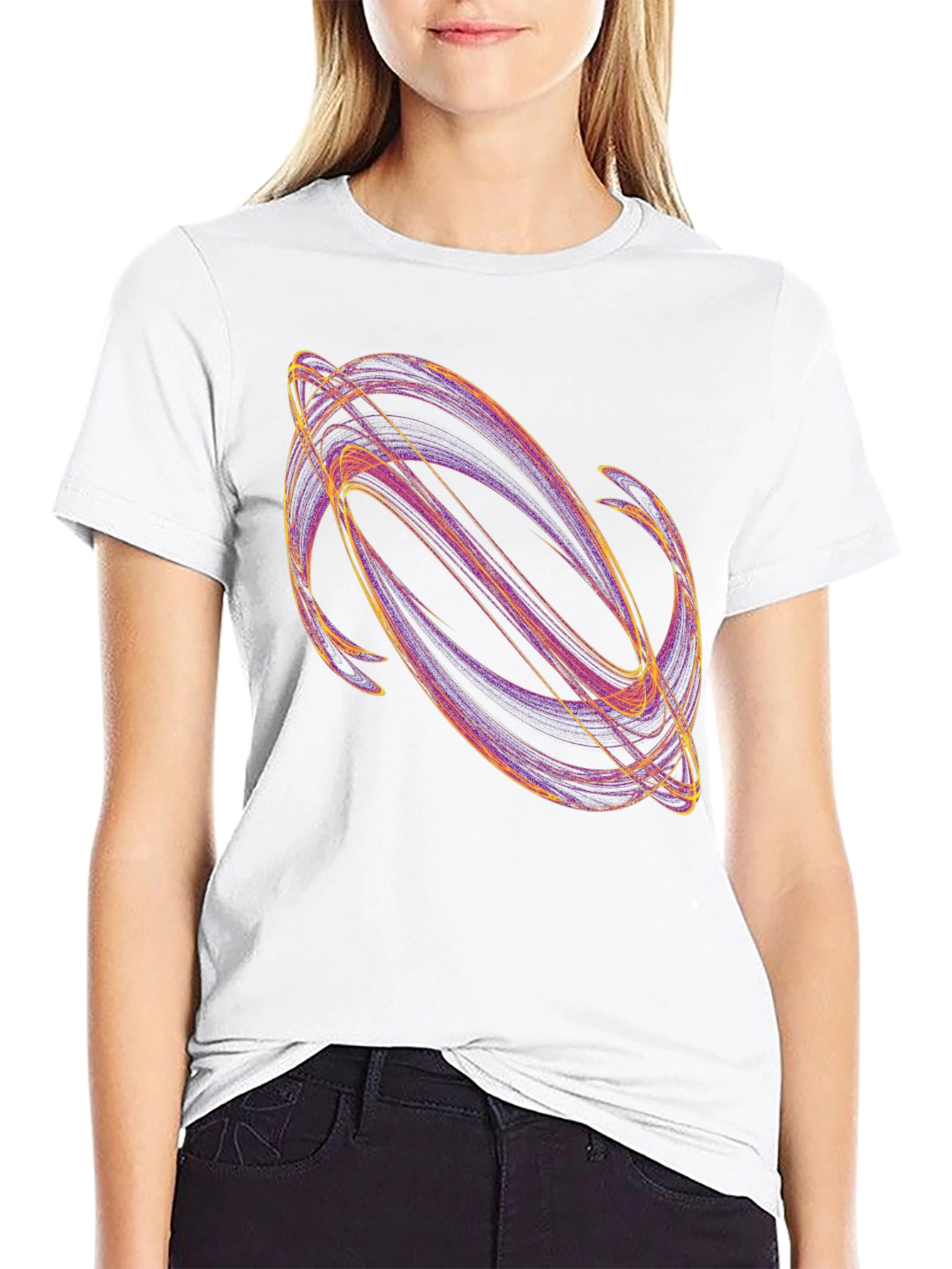 Abstract Swirl Graphic Black T-Shirt