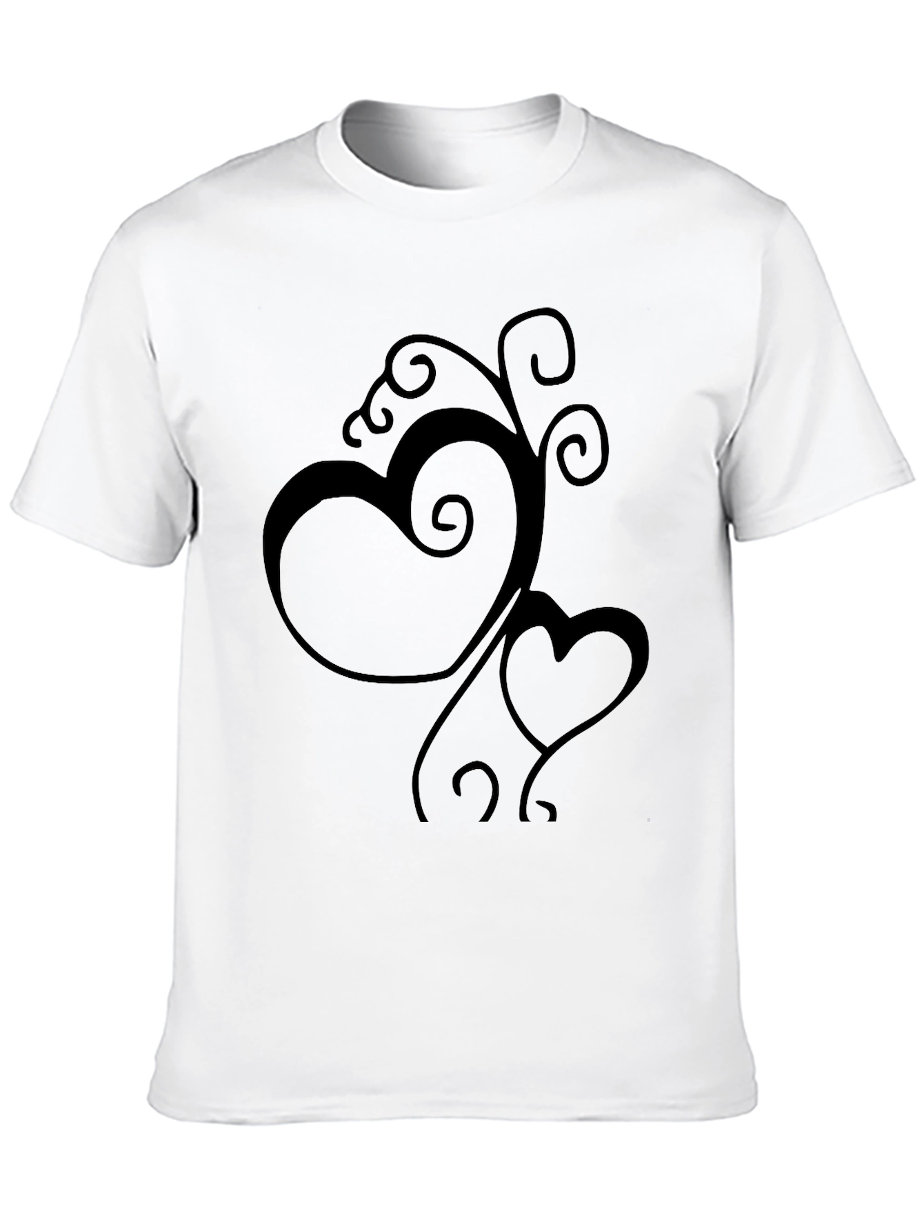 Elegant Black Heart Vine Graphic T-Shirt
