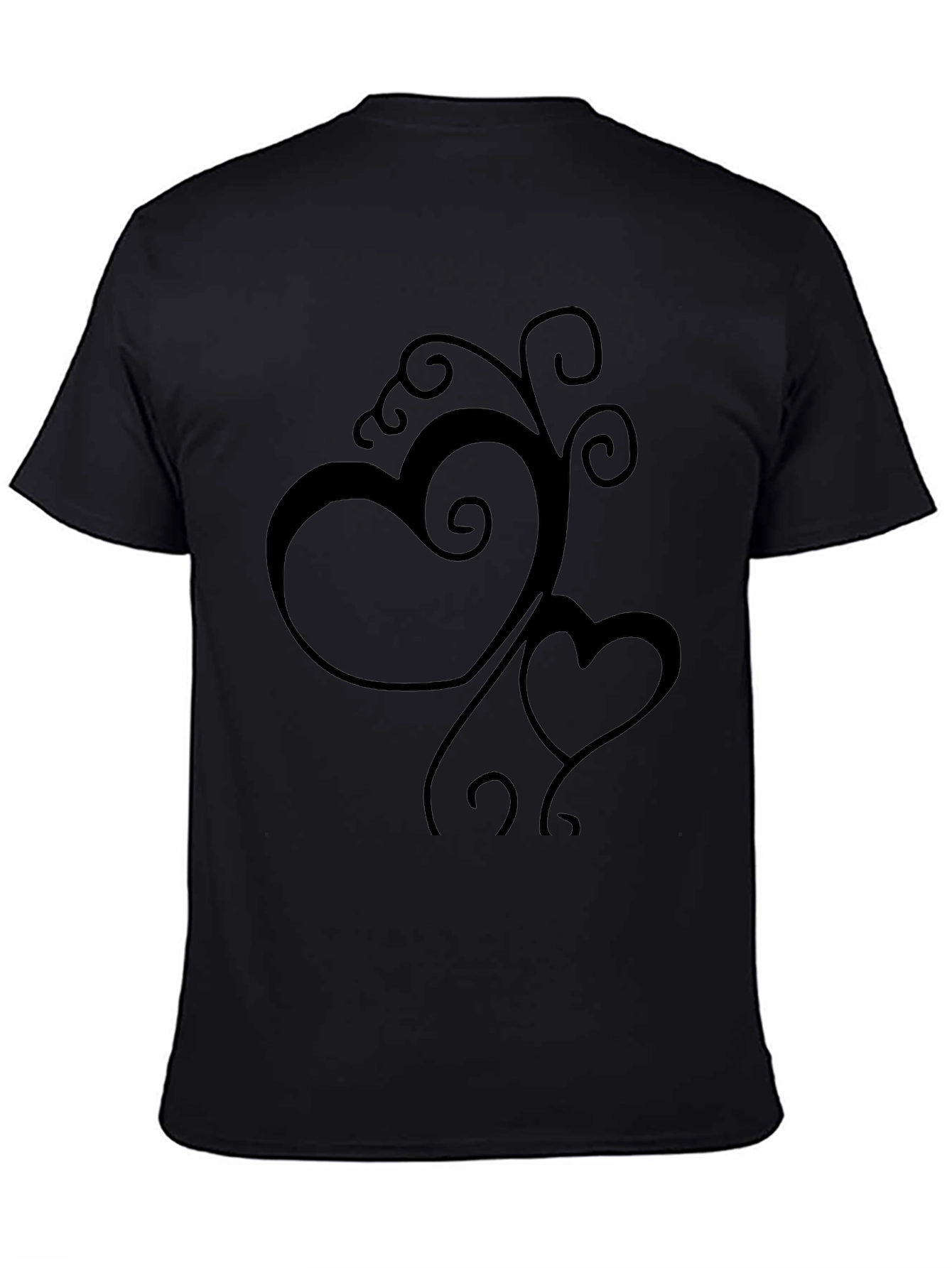 Elegant Black Heart Vine Graphic T-Shirt