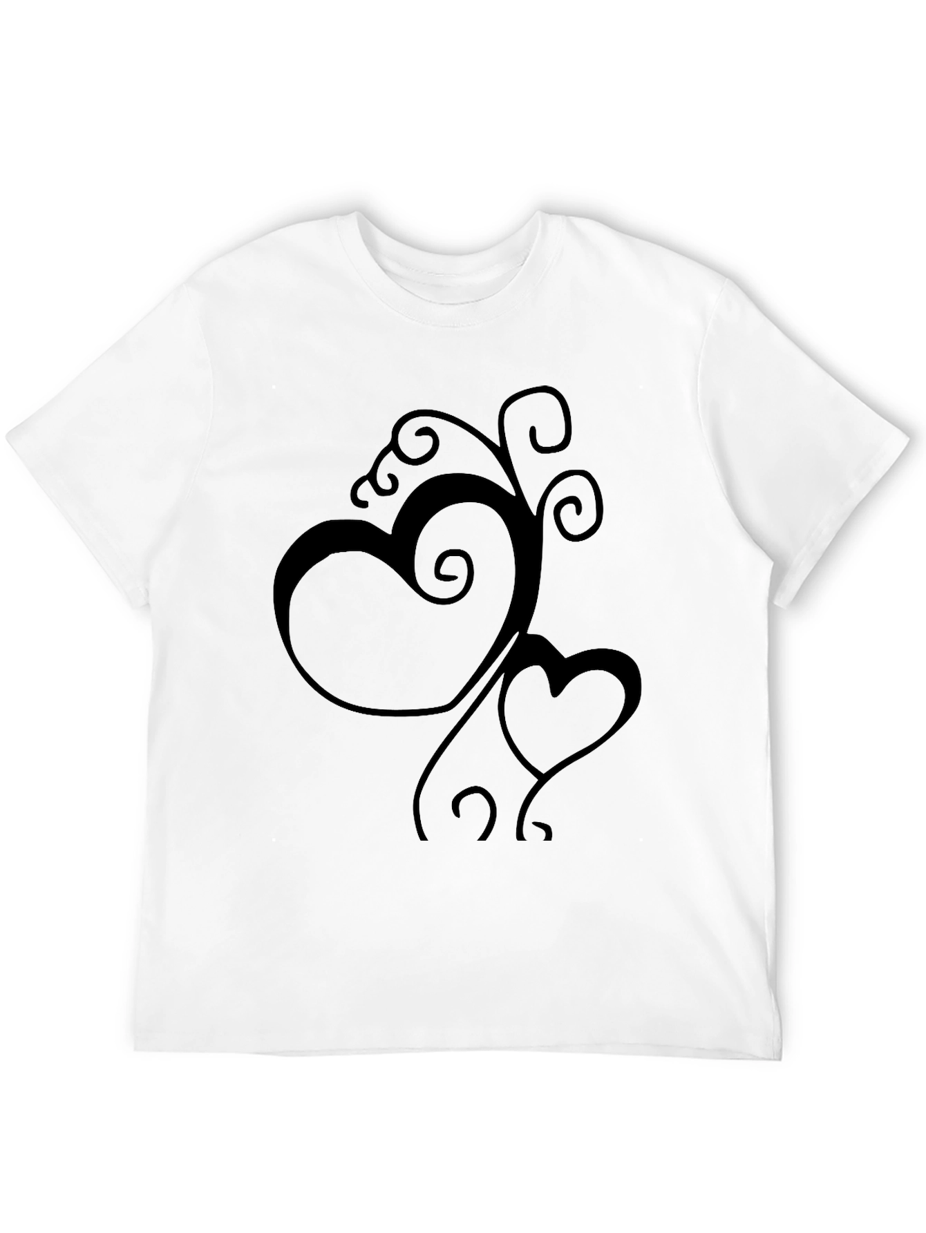 Elegant Black Heart Vine Graphic T-Shirt