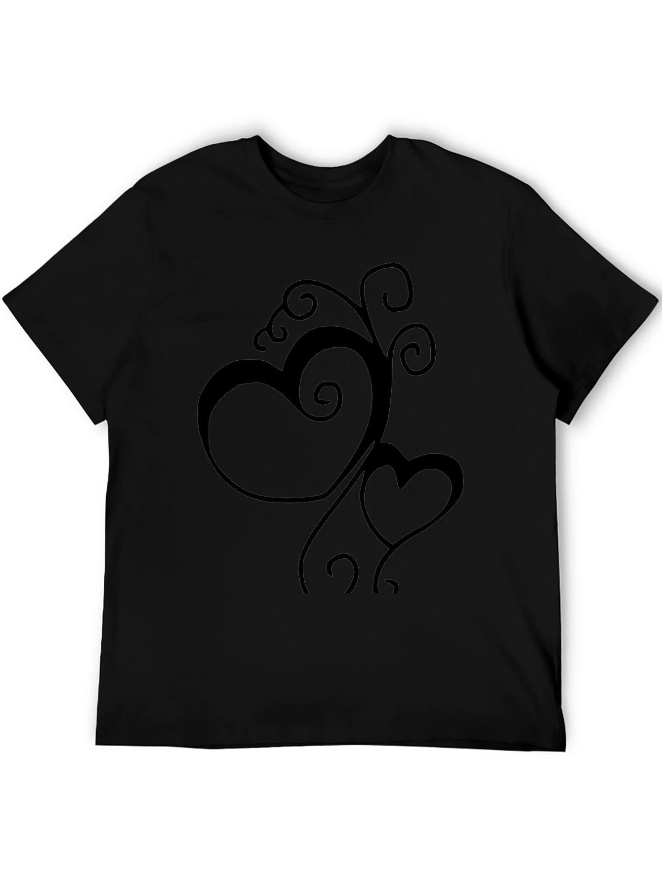 Elegant Black Heart Vine Graphic T-Shirt