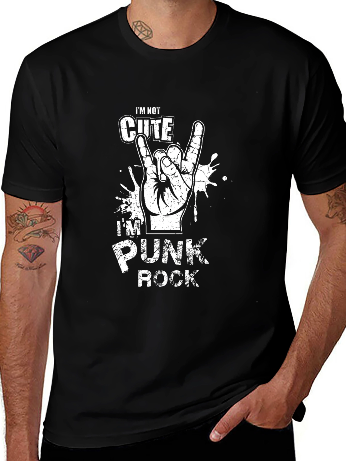 Punk Rock Graphic T-Shirt - Devil Horns Hand