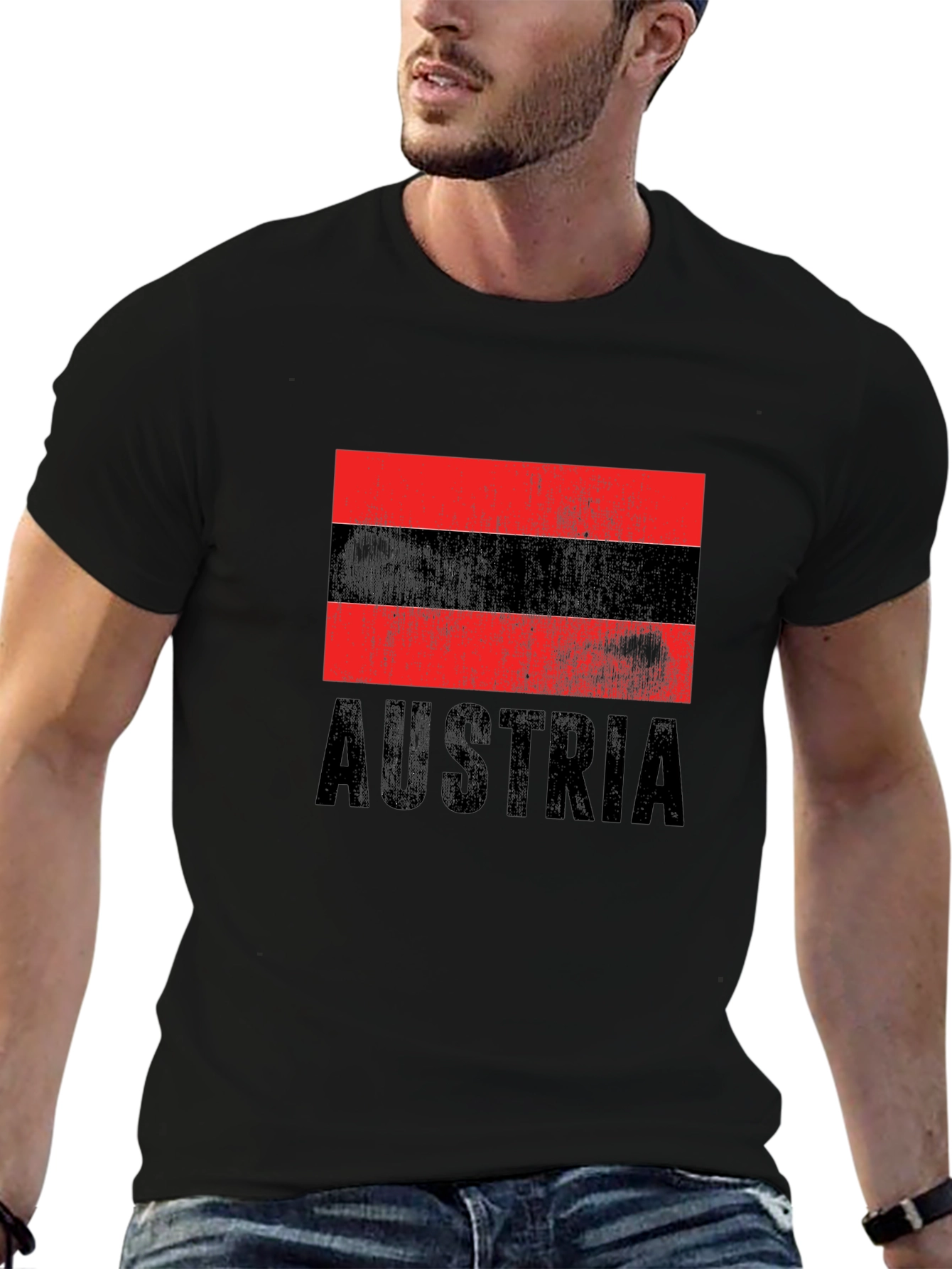Austria Flag T-Shirt - Black Graphic Tee