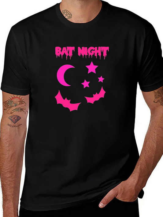 Bat Night Graphic Tee - Spooky Season Apparel