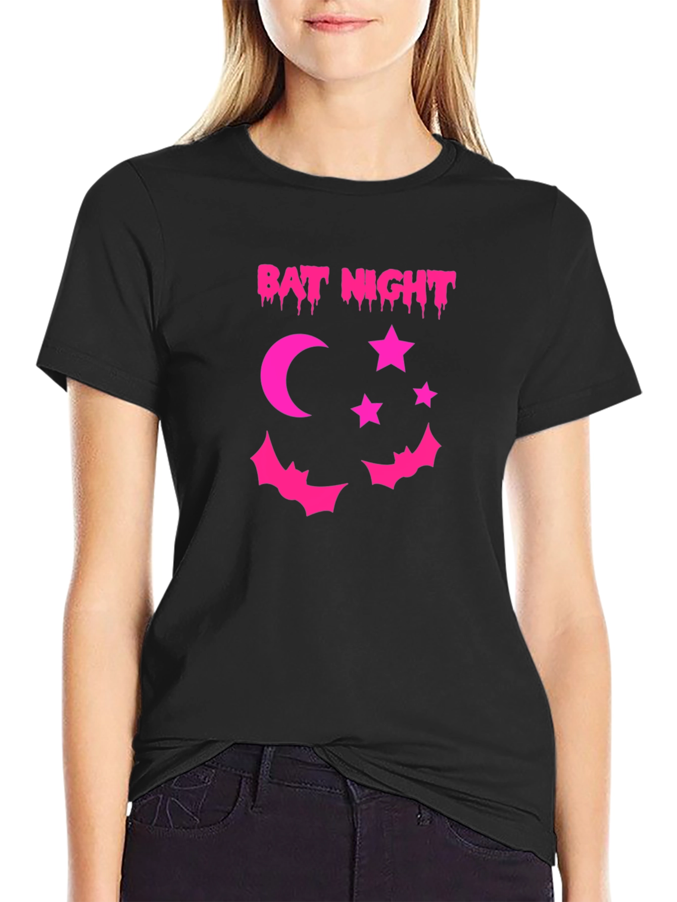 Bat Night Graphic Tee - Spooky Season Apparel