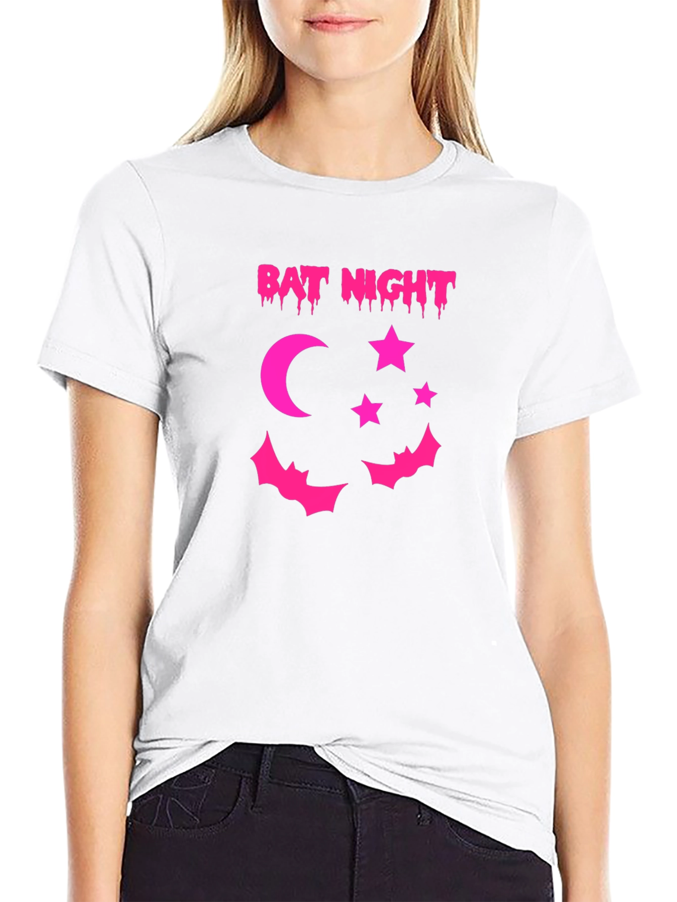 Bat Night Graphic Tee - Spooky Season Apparel