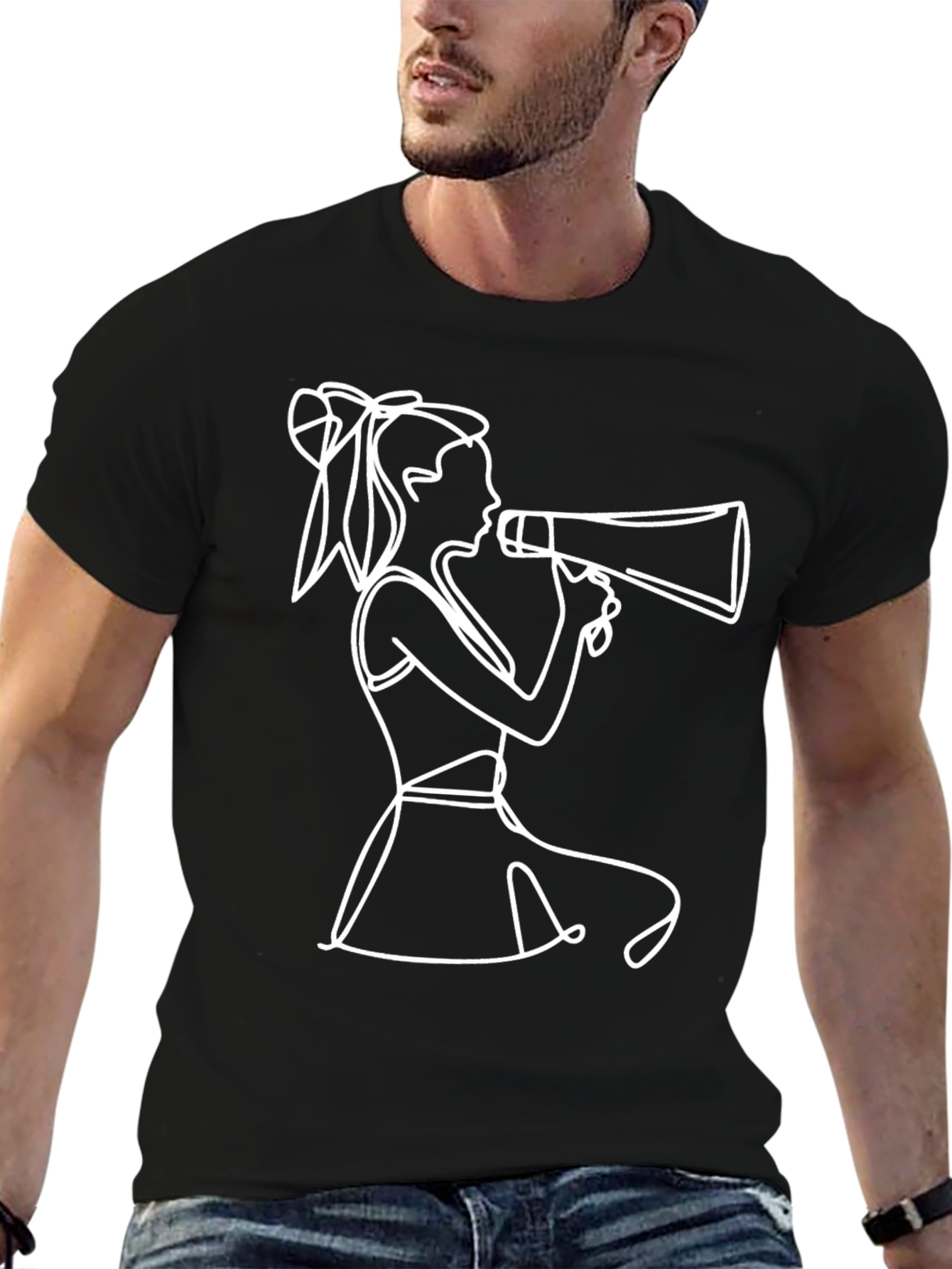 Cheerleader Graphic Tee - Modern Line Art Design