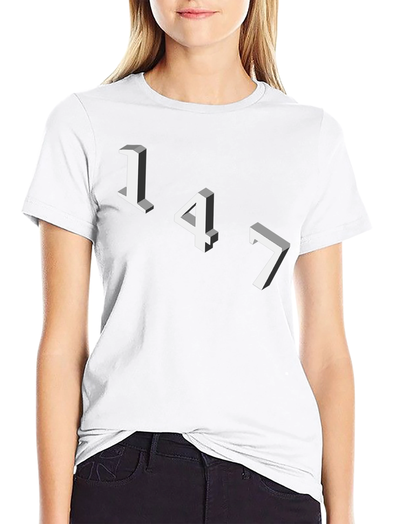 Geometric Number Tee - 147 Graphic Black T-Shirt