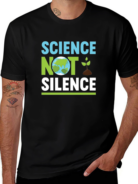 Science Not Silence Black T-Shirt Earth Graphic Tee