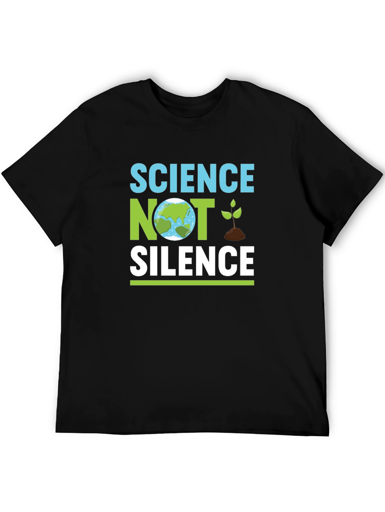 Science Not Silence Black T-Shirt Earth Graphic Tee
