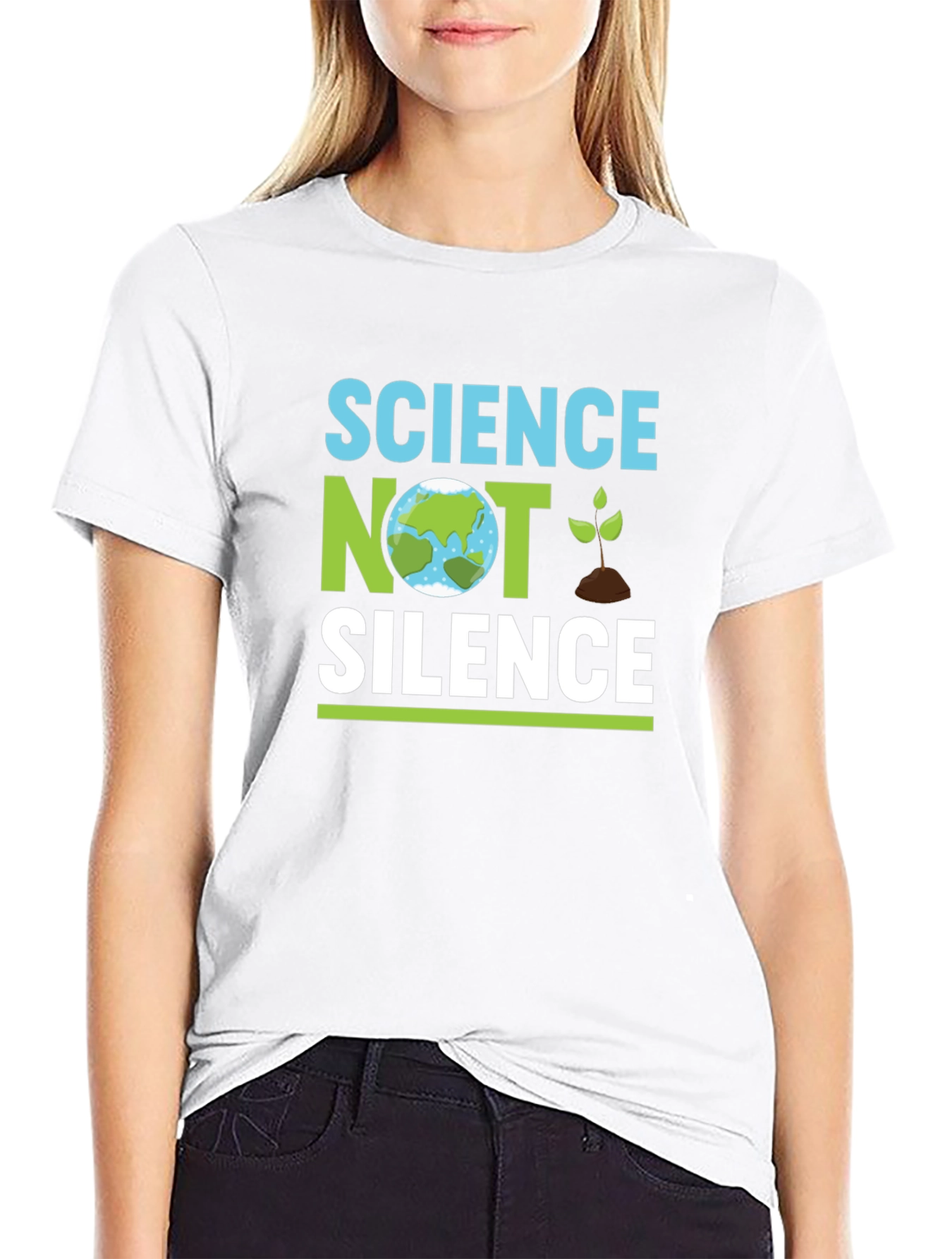 Science Not Silence Black T-Shirt Earth Graphic Tee
