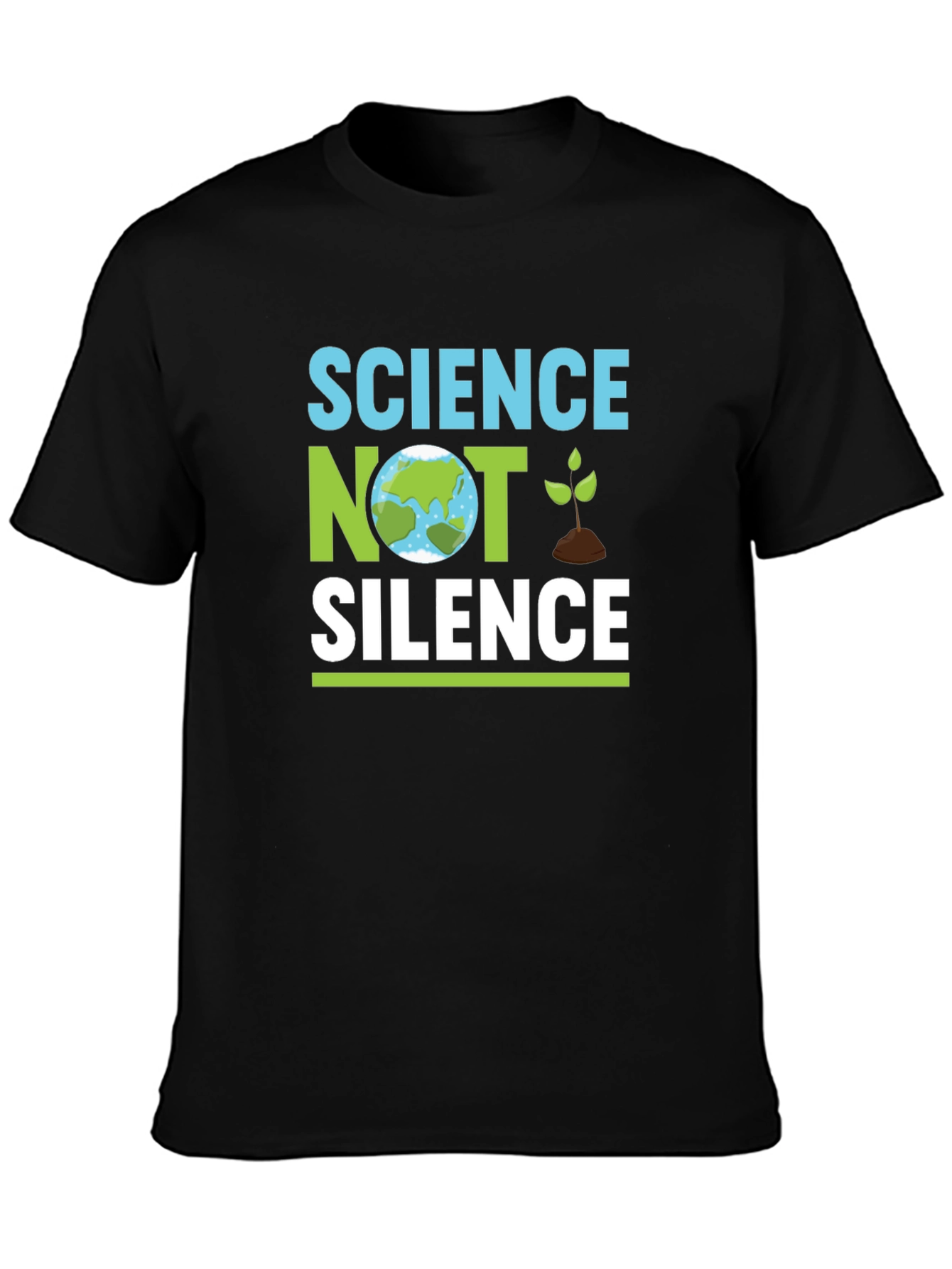 Science Not Silence Black T-Shirt Earth Graphic Tee