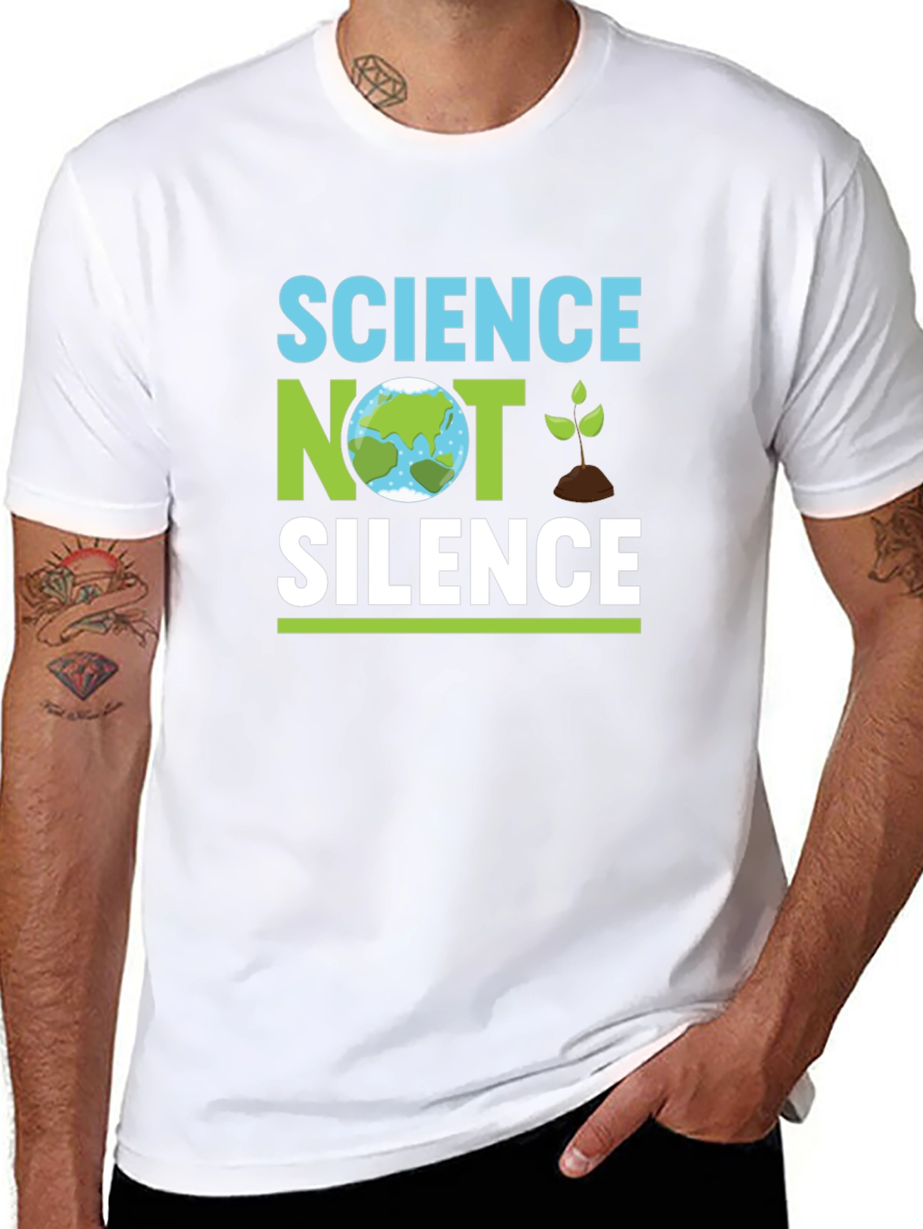 Science Not Silence Black T-Shirt Earth Graphic Tee