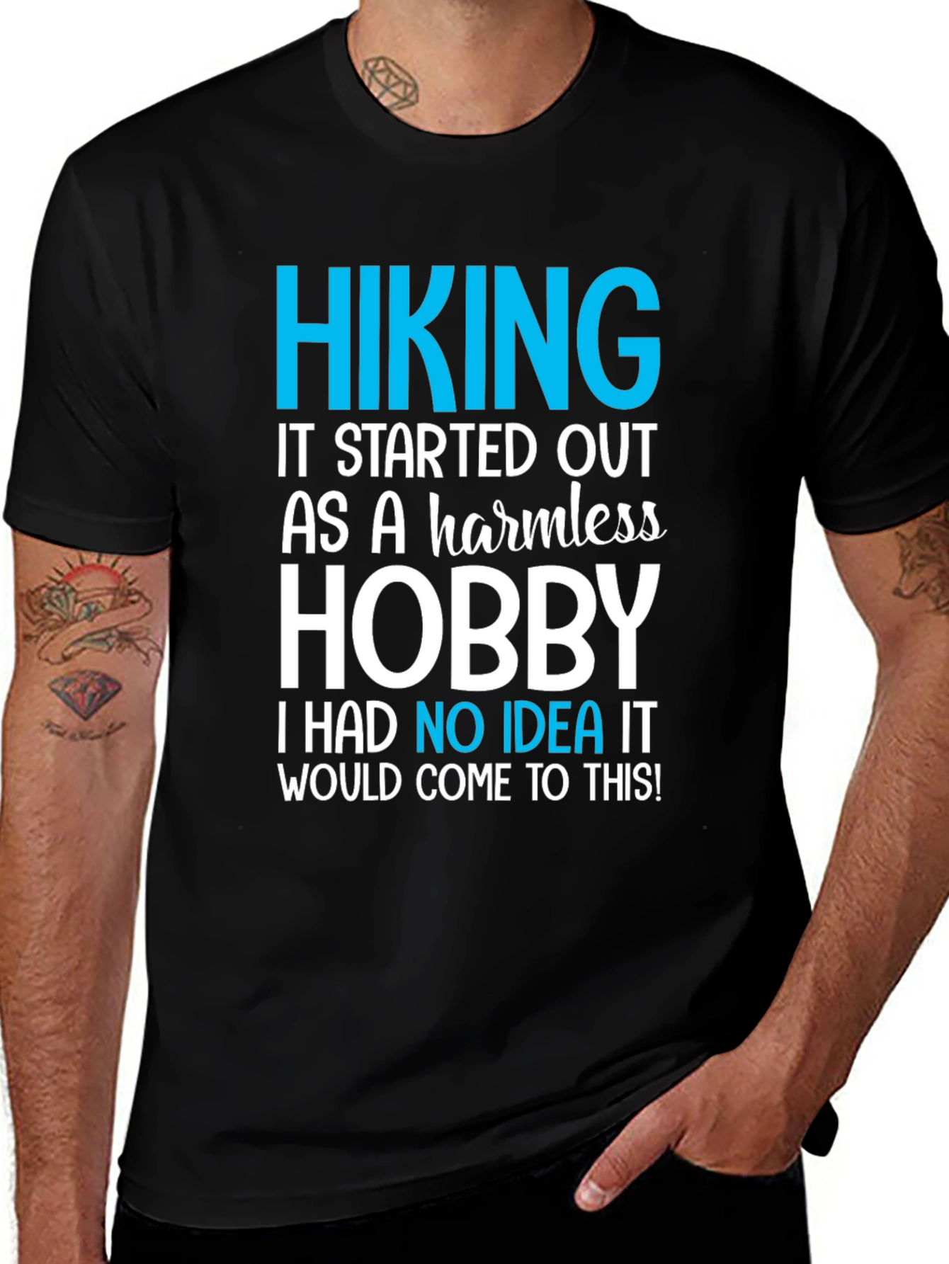 Hiking Hobby Graphic Tee - Black Casual T-Shirt