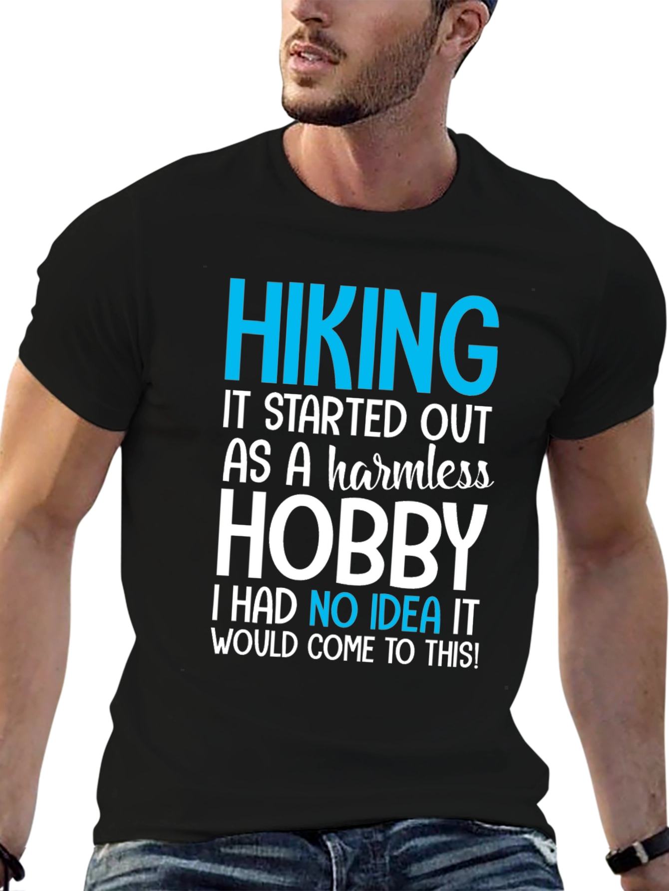Hiking Hobby Graphic Tee - Black Casual T-Shirt