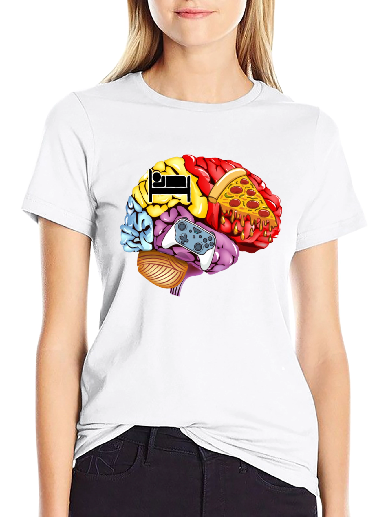 Brain Food Gamer T-Shirt - Mens Black Graphic Tee