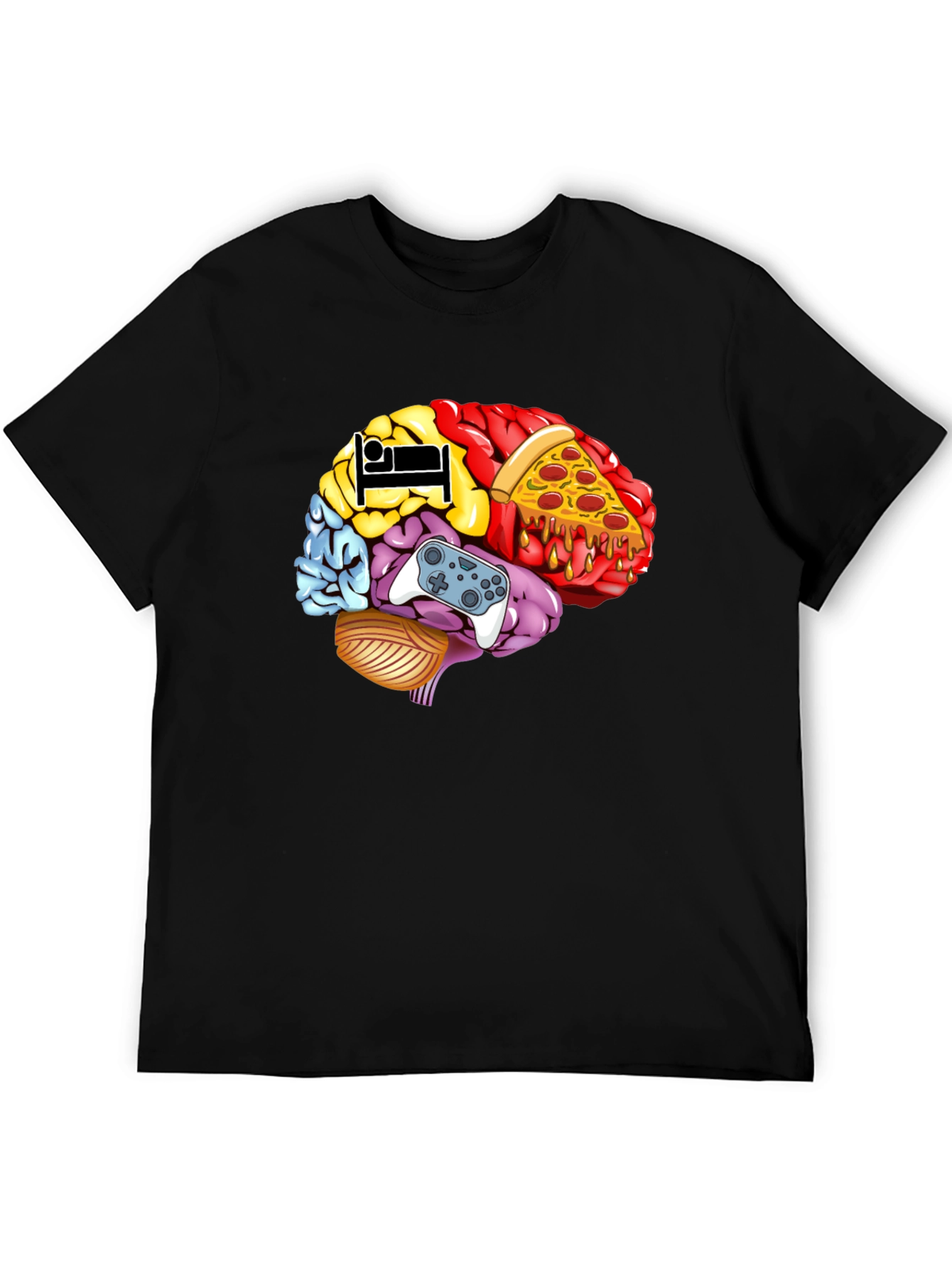 Brain Food Gamer T-Shirt - Mens Black Graphic Tee