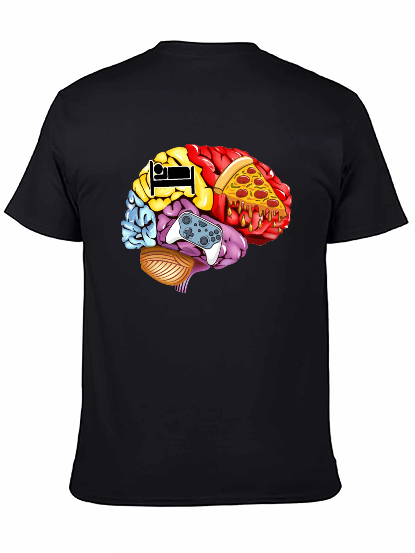 Brain Food Gamer T-Shirt - Mens Black Graphic Tee