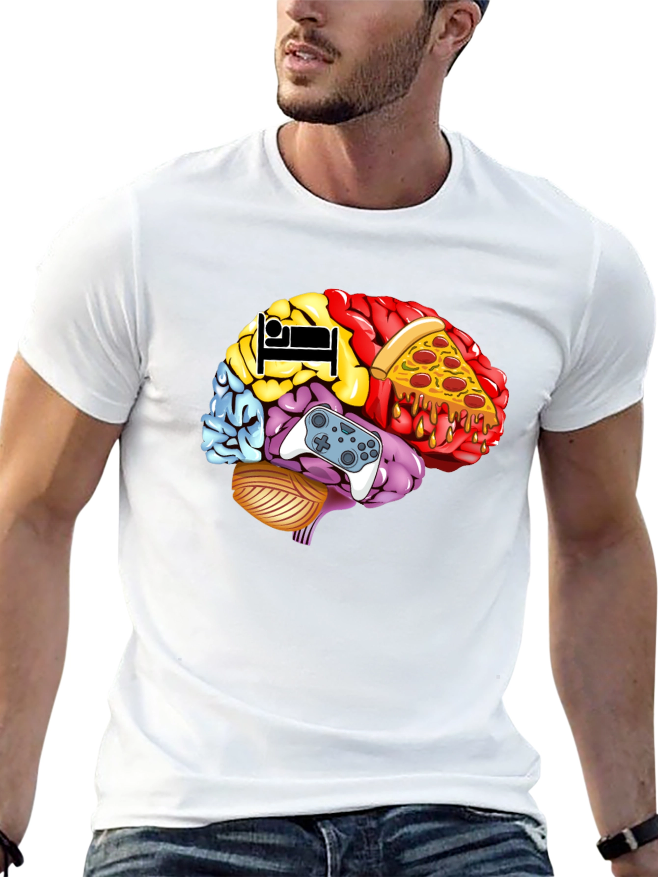 Brain Food Gamer T-Shirt - Mens Black Graphic Tee