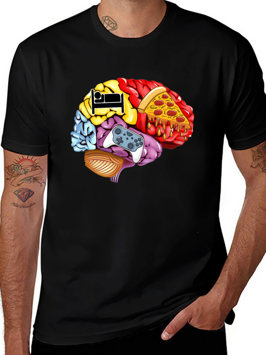 Brain Food Gamer T-Shirt - Mens Black Graphic Tee