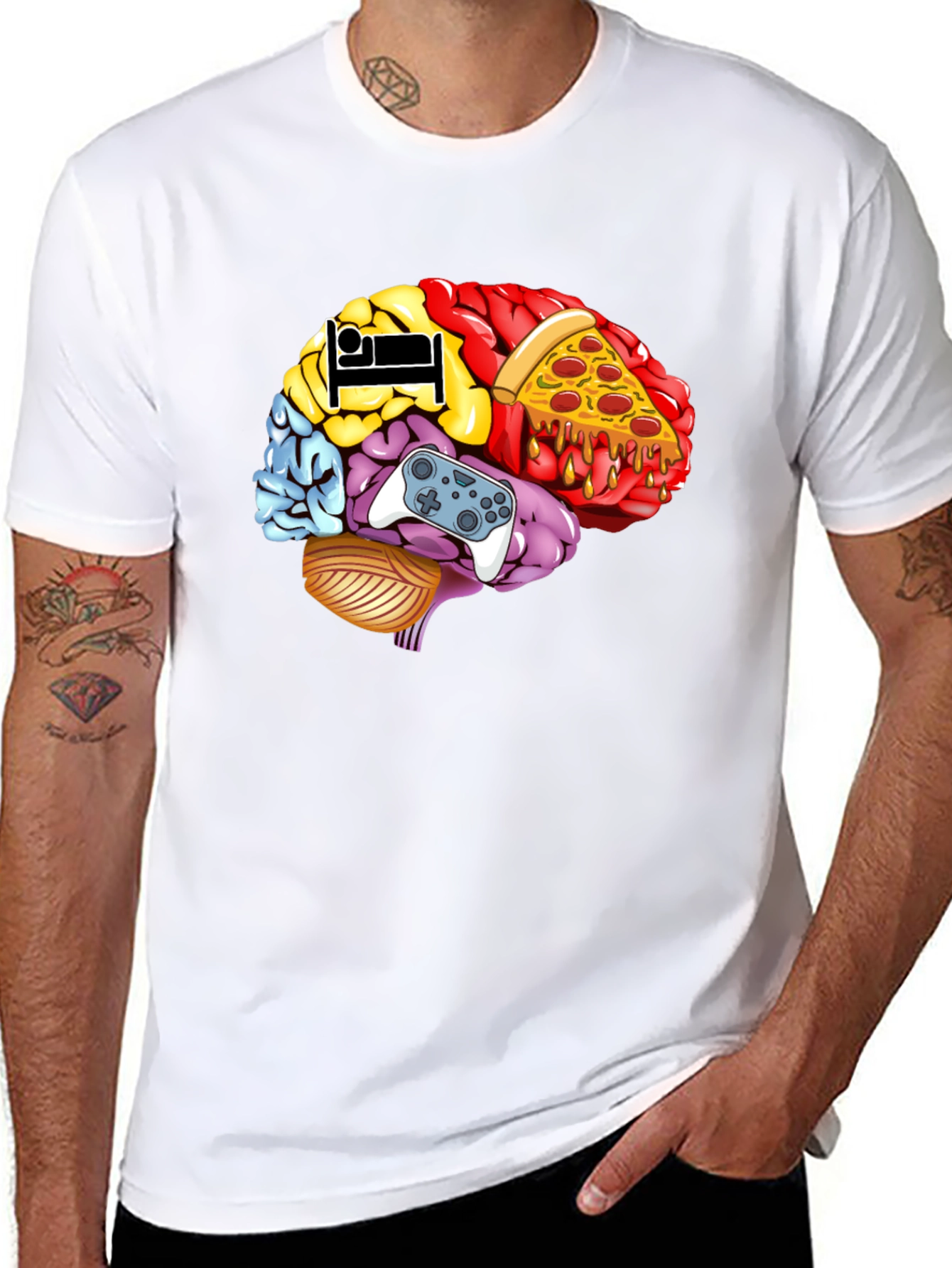 Brain Food Gamer T-Shirt - Mens Black Graphic Tee