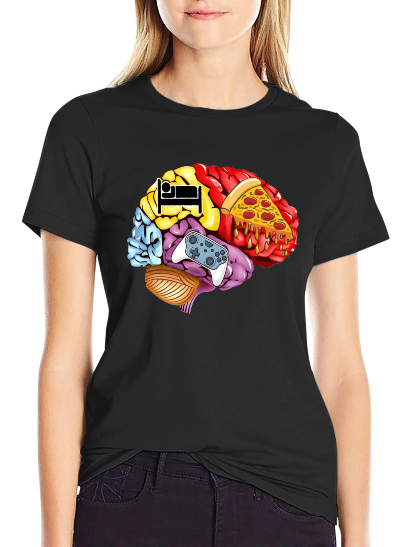 Brain Food Gamer T-Shirt - Mens Black Graphic Tee