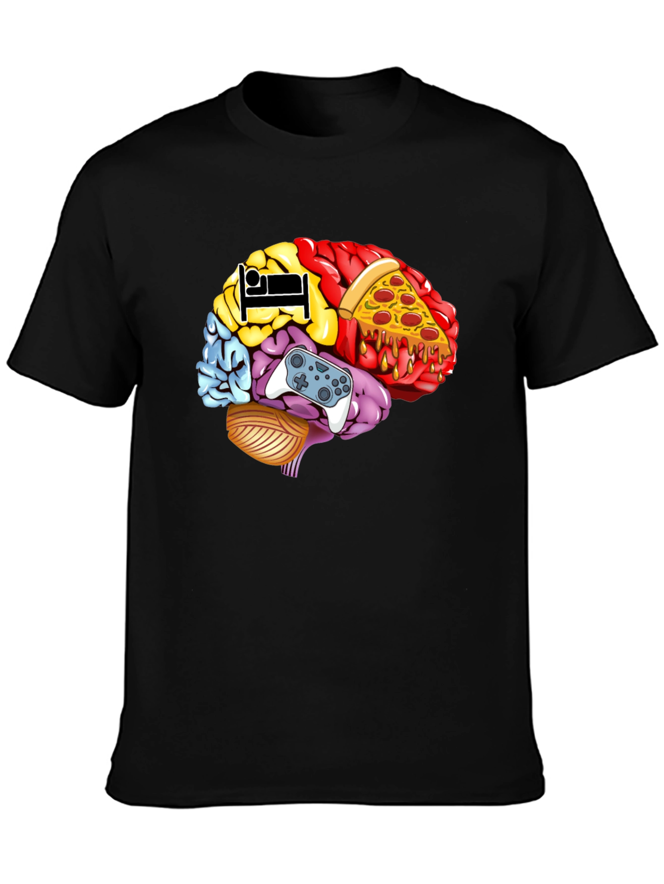 Brain Food Gamer T-Shirt - Mens Black Graphic Tee