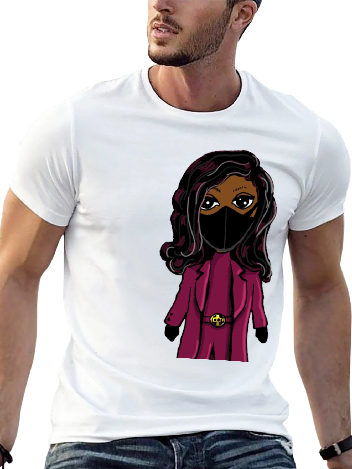 Stylish Cartoon Graphic T-Shirt - Black