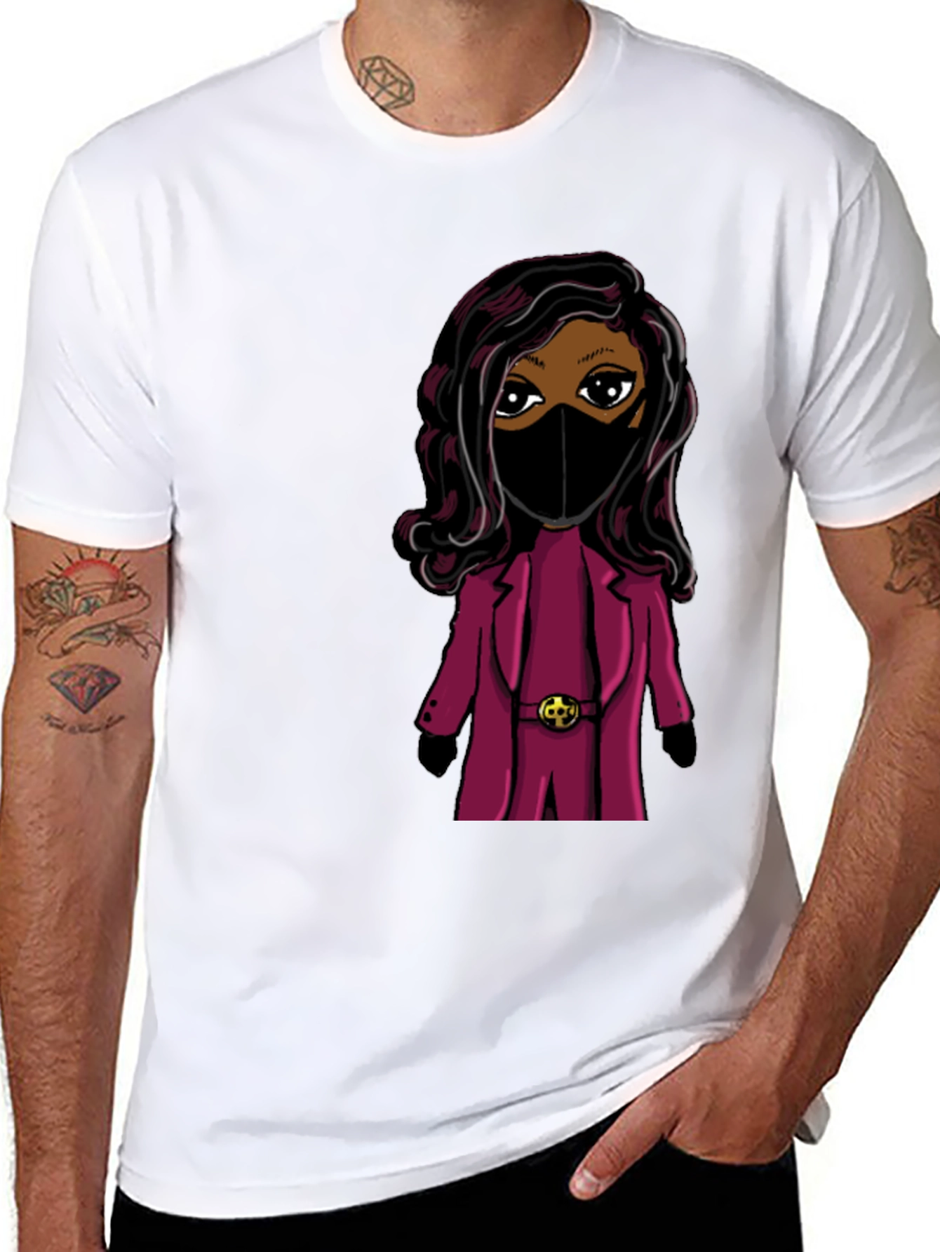 Stylish Cartoon Graphic T-Shirt - Black