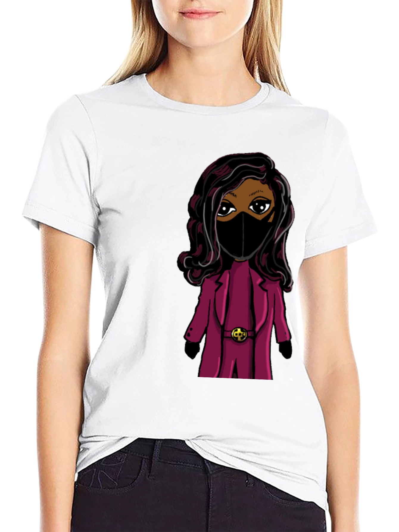 Stylish Cartoon Graphic T-Shirt - Black