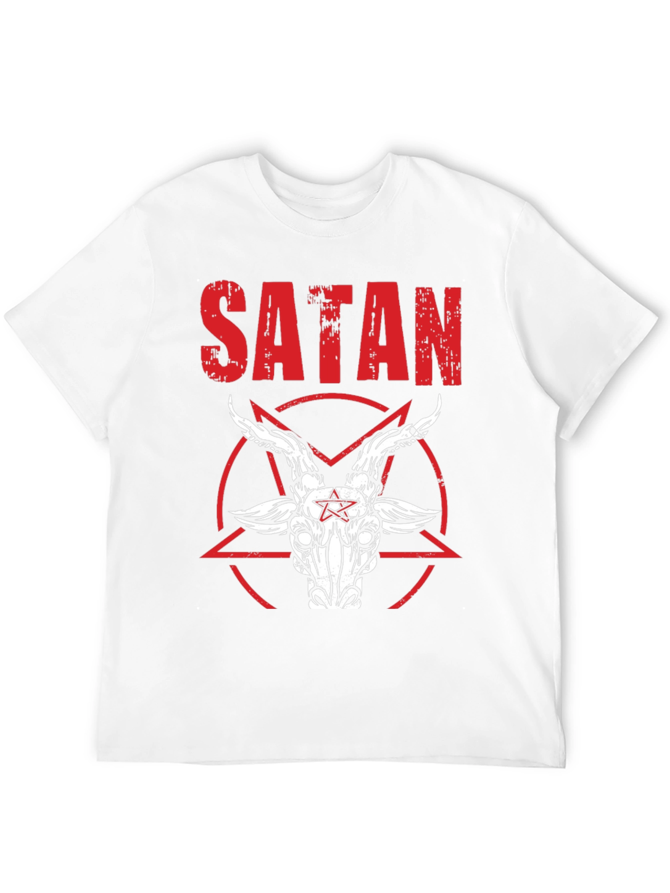 Satanic Goat Head Graphic Tee - Distressed Print
