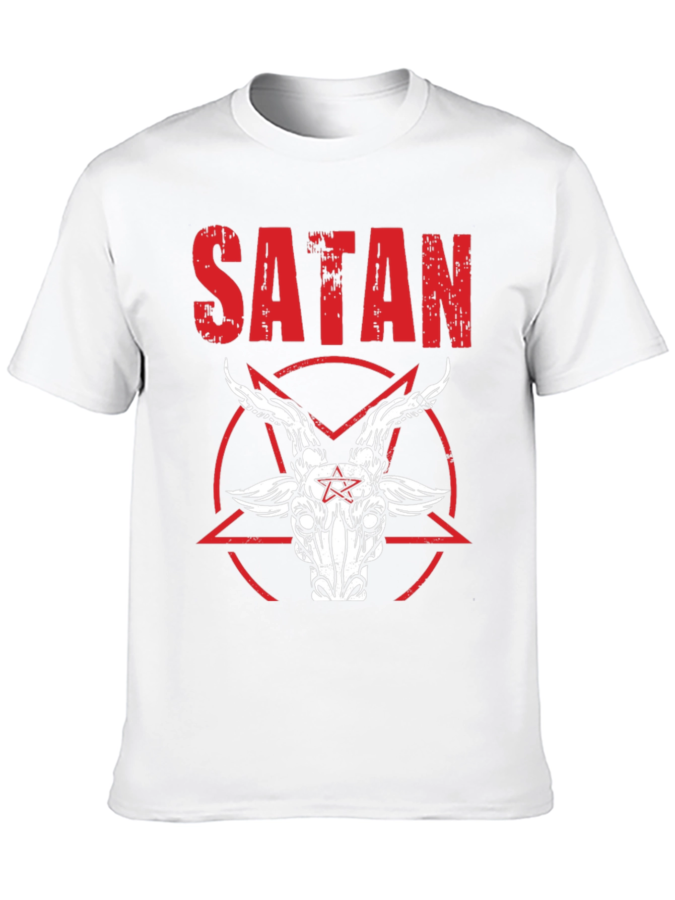 Satanic Goat Head Graphic Tee - Distressed Print