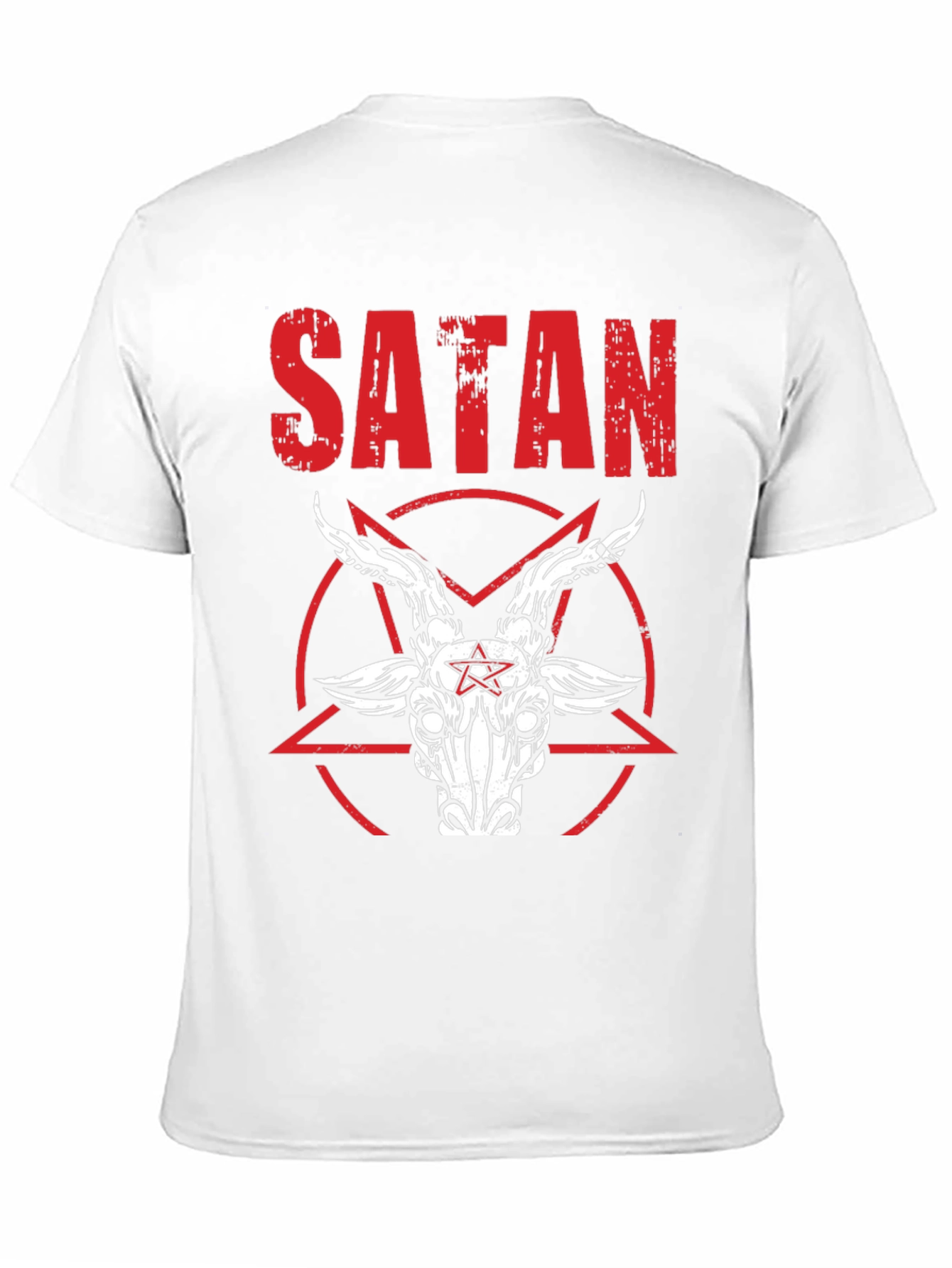 Satanic Goat Head Graphic Tee - Distressed Print