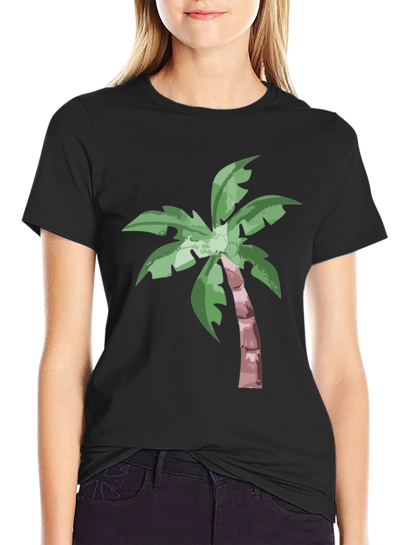 Tropical Palm Tree Graphic Tee - Black