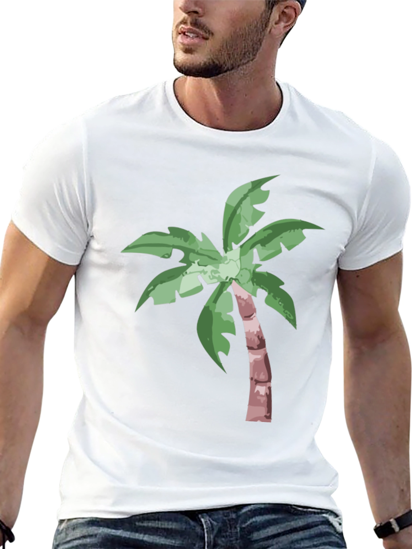 Tropical Palm Tree Graphic Tee - Black